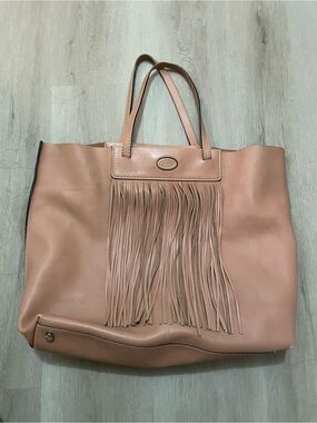 Tod's Blush Pink Leather Fringe Tote